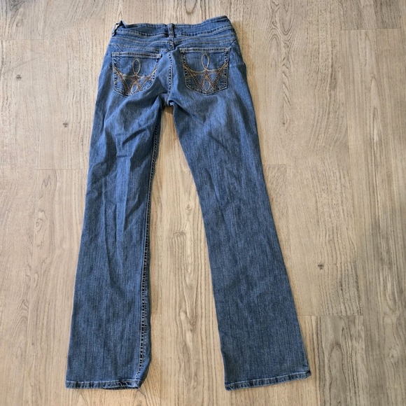 Wrangler Jeans 5/6 34 Blue Bootcut Western 10mwbrs Rhinestone Pink‎ Stitching - Picture 7 of 8
